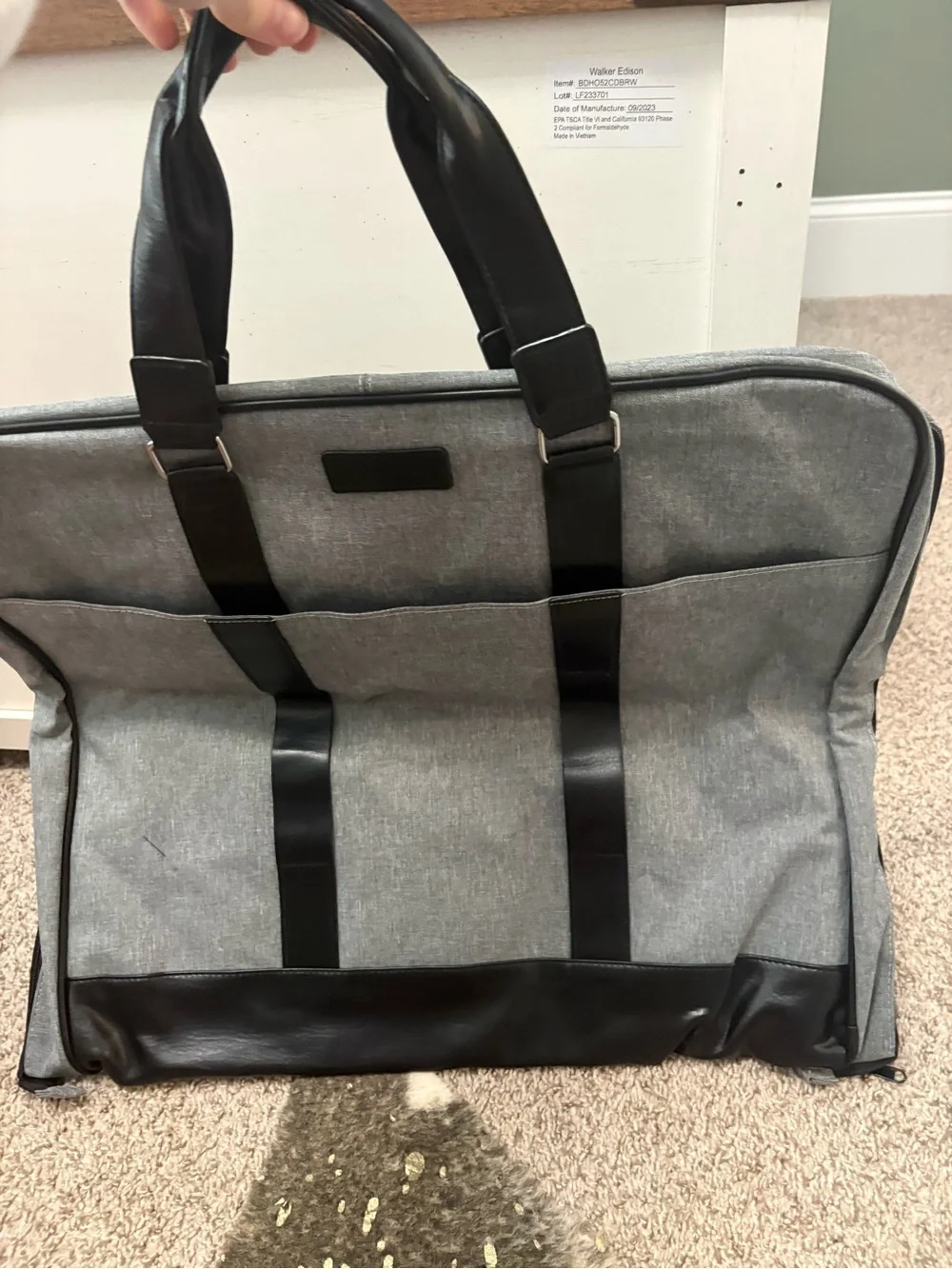Grey and Black Travel Garment Bag